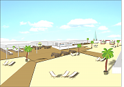 Eine 3D-Ansicht des neuen Beachclubs.